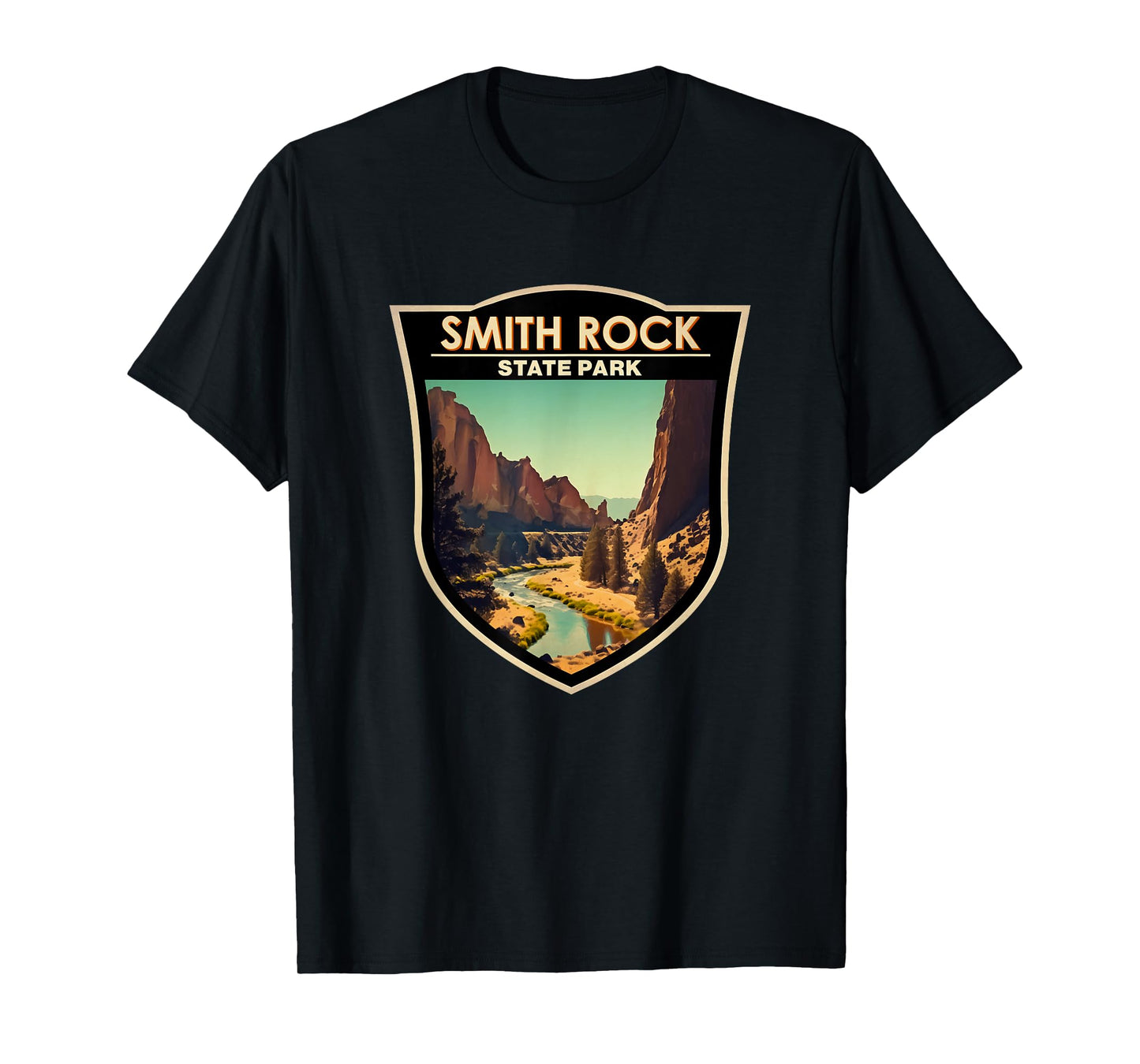 Smith Rock State Park Oregon Art Badge Vintage T-Shirt