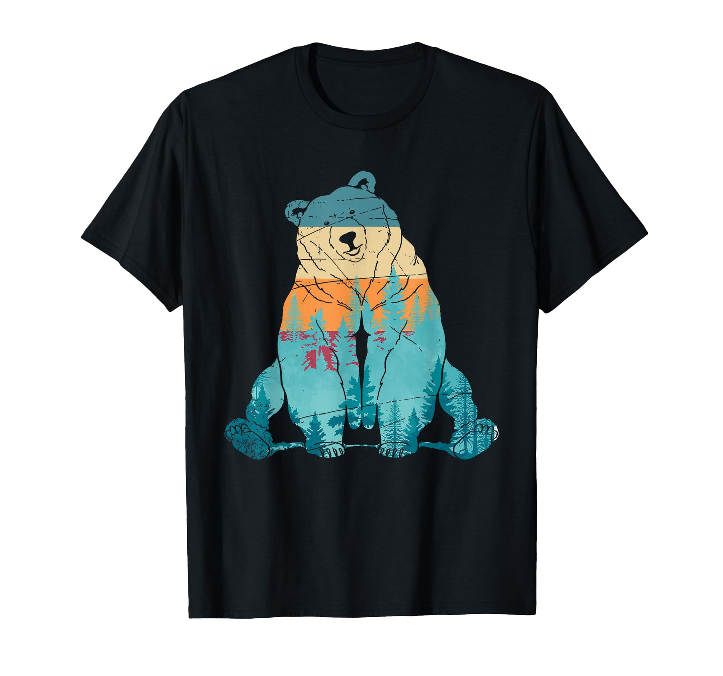 Outdoors Nature Forest Animal Wildlife Retro Brown Bear T-Shirt