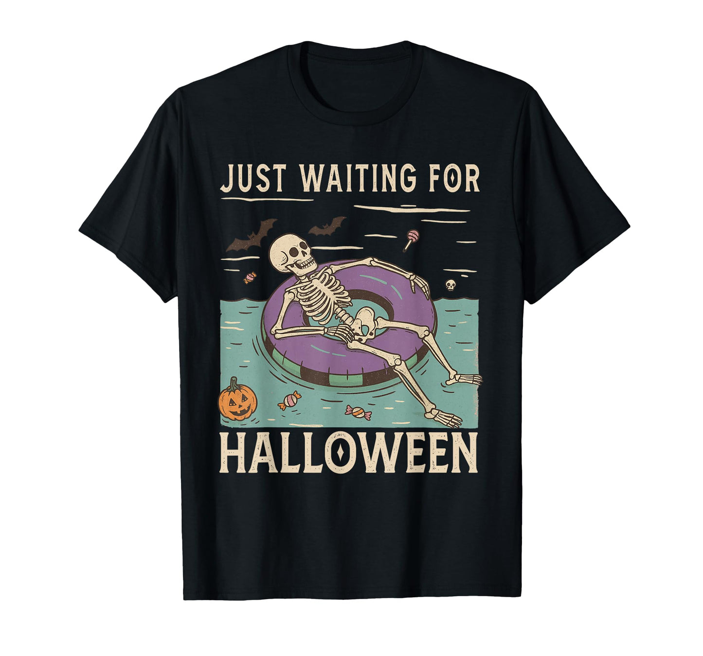 Spooky Summer Skeleton Just Waiting for Halloween T-Shirt