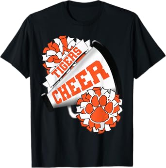 Tigers Cheerleading Back To School Cheer Team Spirit Orange T-Shirt
