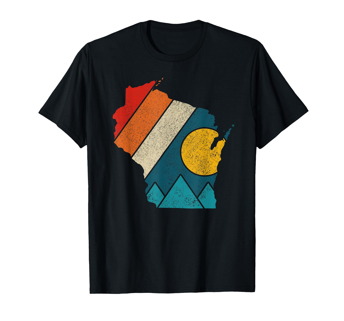 Wisconsin Vintage State Map Mountains Hiking Pride Gift T-Shirt