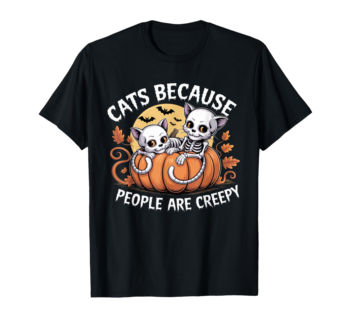 Cats Because People are Creepy Ghost Halloween Cat Mom Kids T-Shirt