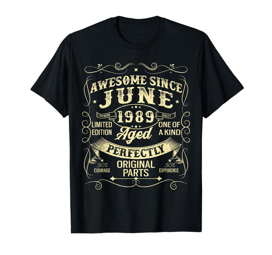 Awesome Since June 1989 Year Of Birth Birthday 1989 Vintage T-Shirt