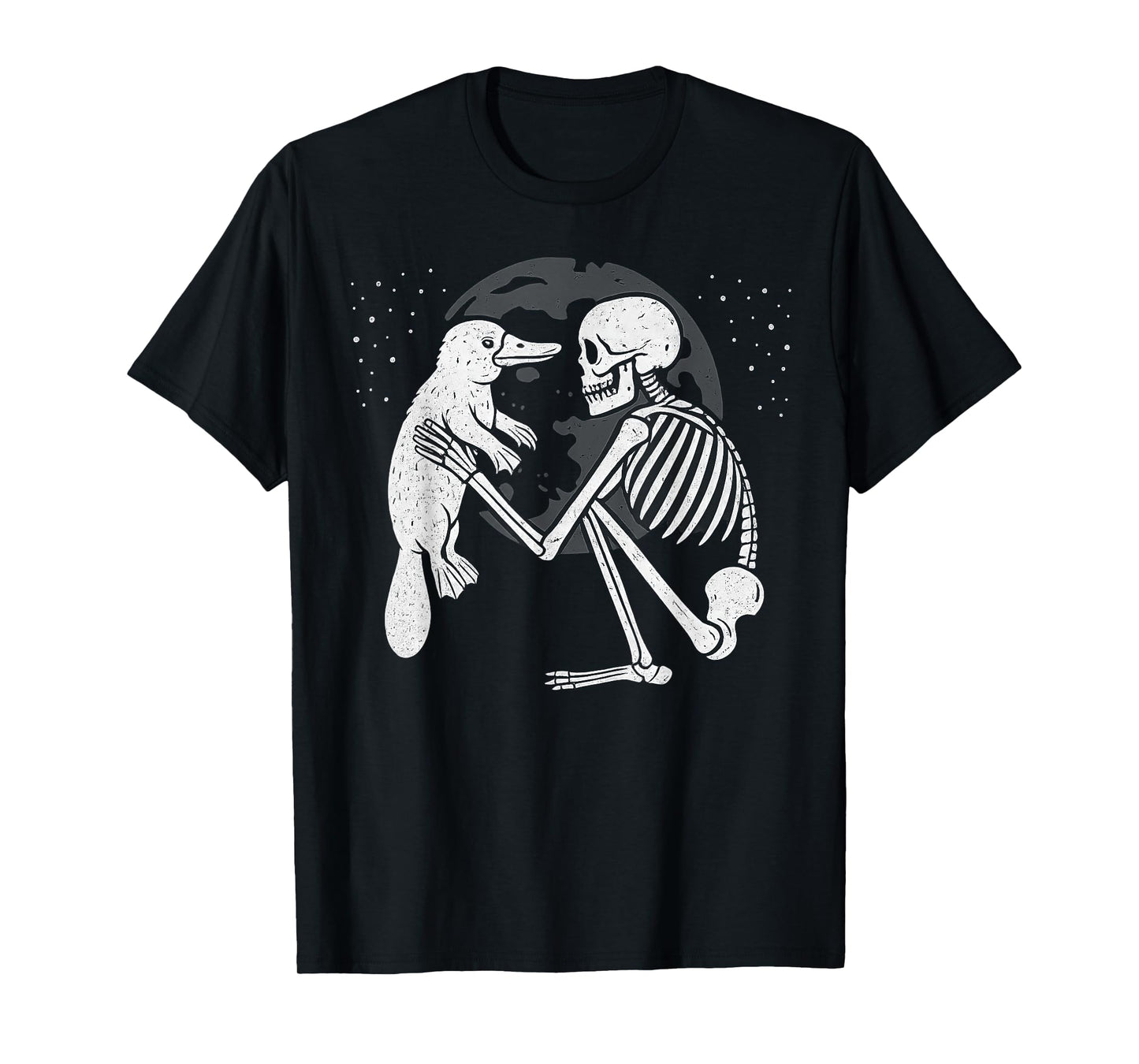 Platypus Skeleton Moon Halloween Animal Lover T-Shirt