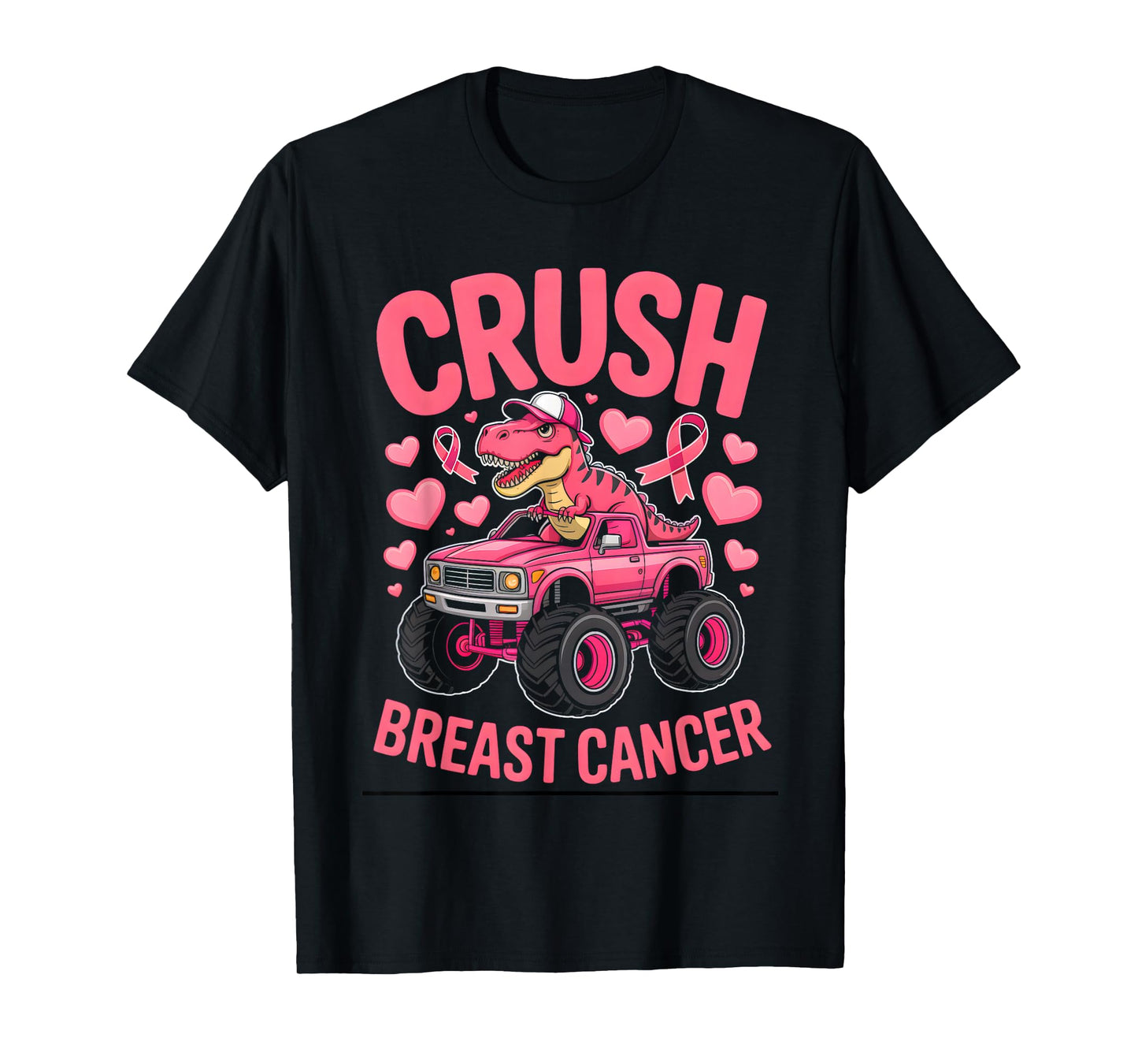 Crush Breast Cancer Awareness Monster Truck Toddler Boy Kids T-Shirt