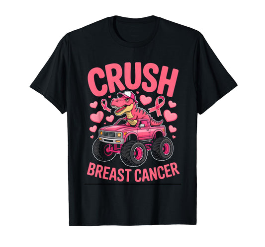 Crush Breast Cancer Awareness Monster Truck Toddler Boy Kids T-Shirt