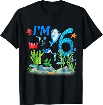6 Year Old Ocean themed birthday Under the sea 6th birthday T-Shirt