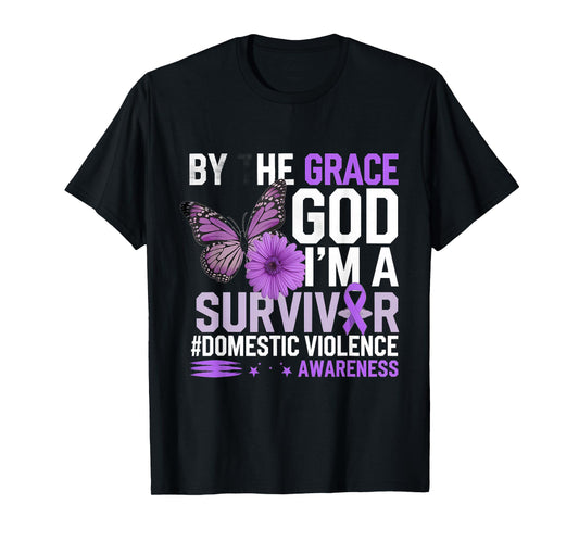 Domestic Violence Awareness I'm A Survivor Purple Ribbon T-Shirt