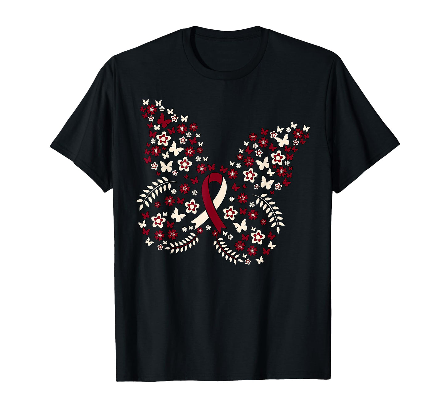 Butterfly Head and Neck Cancer Awareness Survivor Ribbon T-Shirt