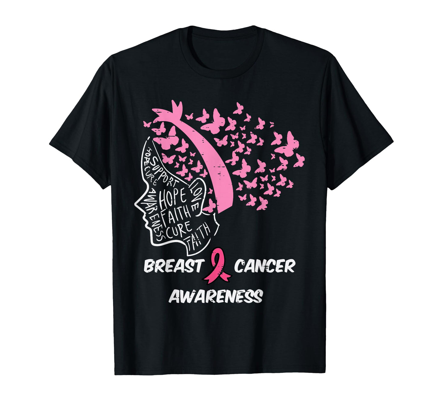 Butterfly Pink Ribbon Woman Breast Cancer Awareness Women T-Shirt
