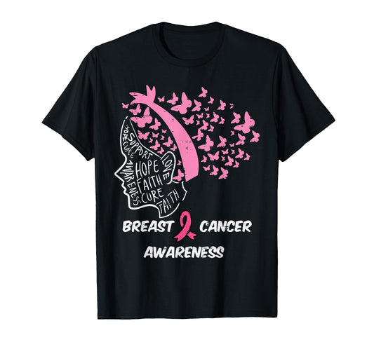 Butterfly Pink Ribbon Woman Breast Cancer Awareness Women T-Shirt