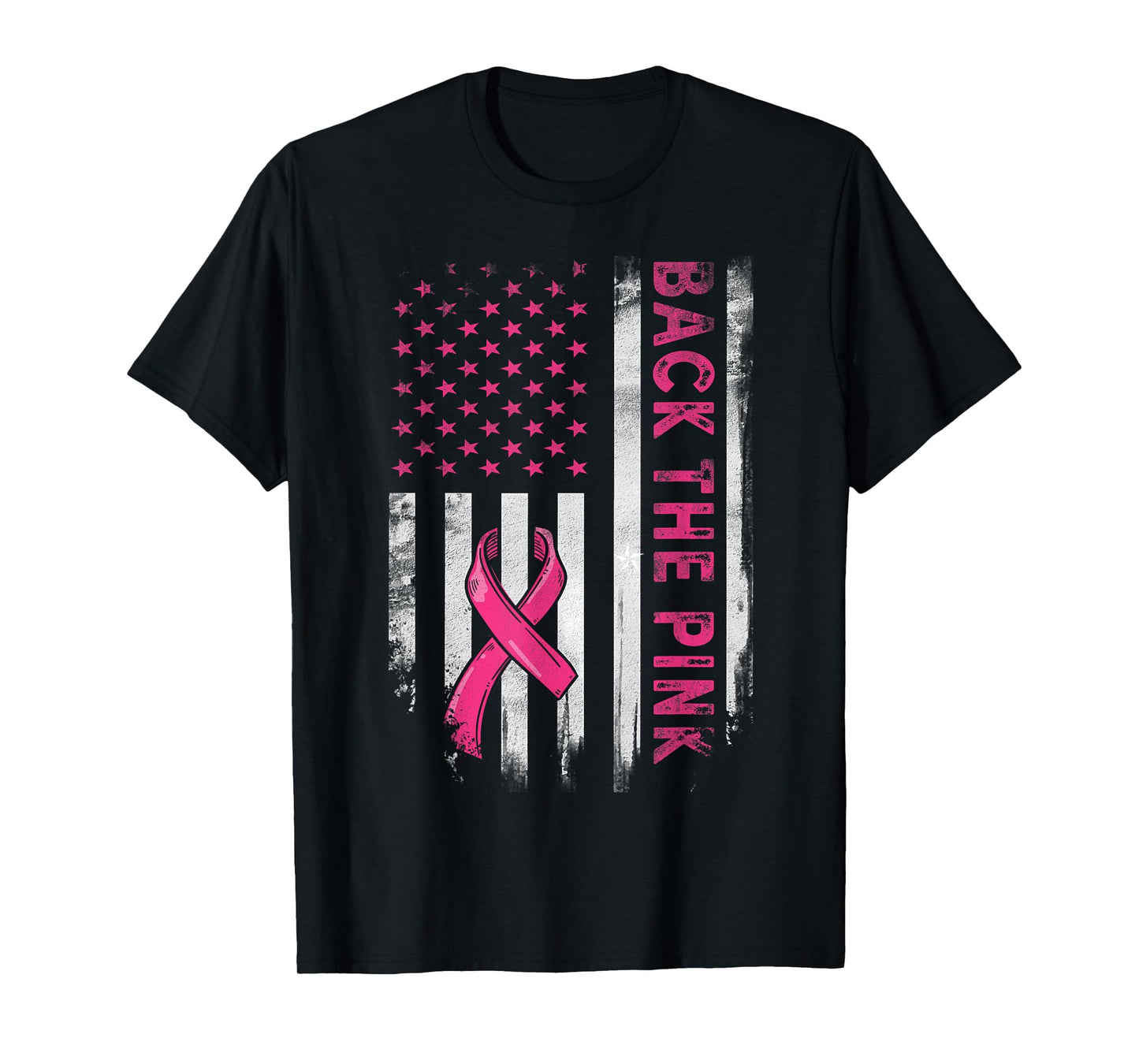 Back The Pink Us Flag Breast Cancer Awareness Women Men Kids T-Shirt
