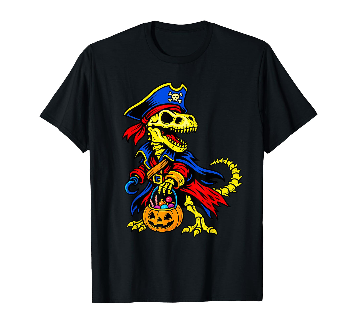Skeleton Pirate Pumpkin Halloween T-Shirt
