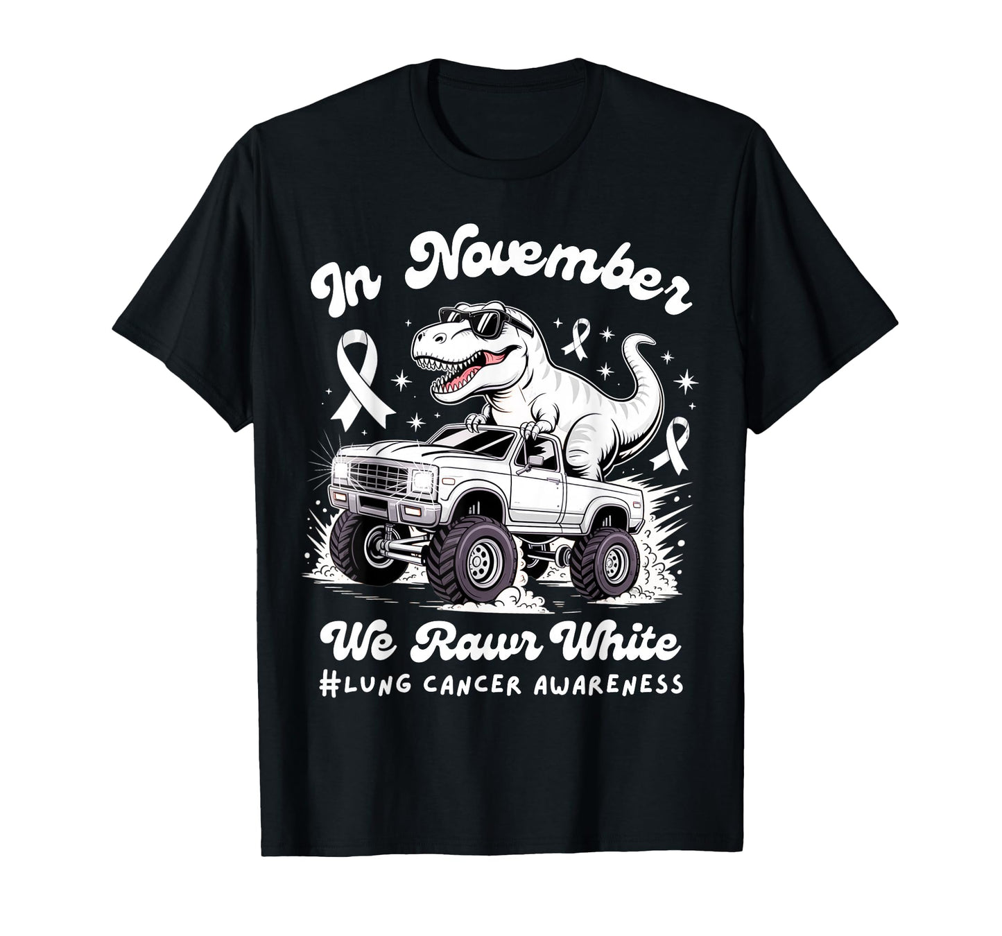 Lung Cancer Support Squad T-Rex Dino Kids Boy Toddler Family T-Shirt