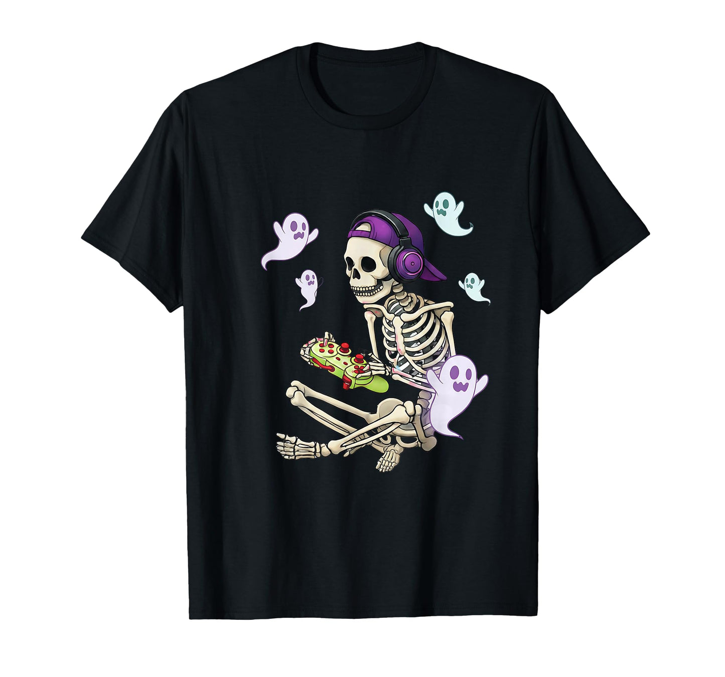 Halloween Skeleton Gamer Video Gaming Men Kids Boys T-Shirt