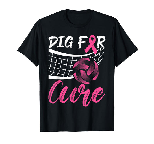Dig For A Cure Breast Cancer Pink Ribbon Volleyball Women T-Shirt