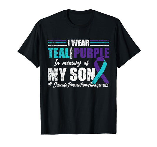 Suicide Depression Teal Purple For Son Prevention T-Shirt