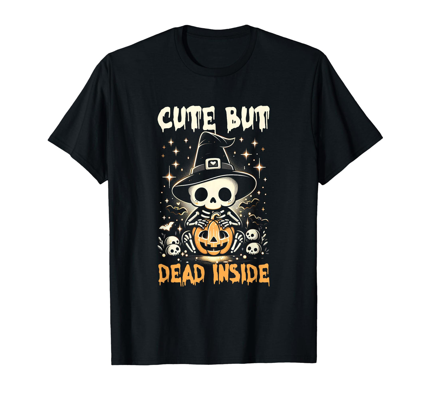 Cute But Dead-Inside Spooky Skeleton Halloween Design Bats T-Shirt
