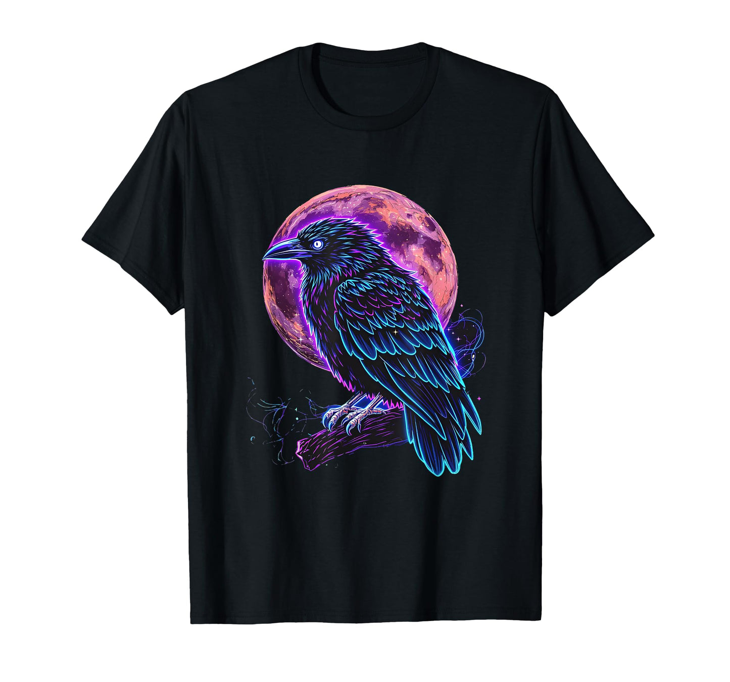 Gothic Raven Bird Crow Moon Light Night Nocturnal Flight T-Shirt