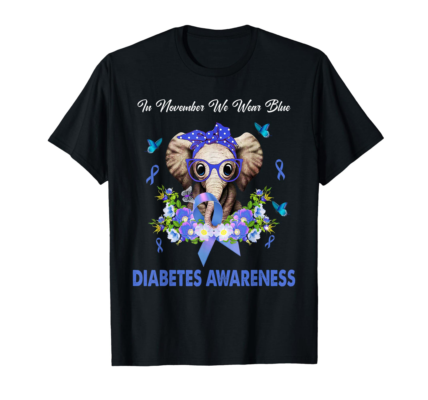 In November We Wear Blue Elephant Diabete Awareness T-Shirt