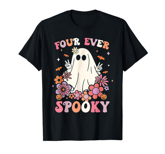 Four Ever Spooky Halloween 4th Birthday Party Decorations T-Shirt