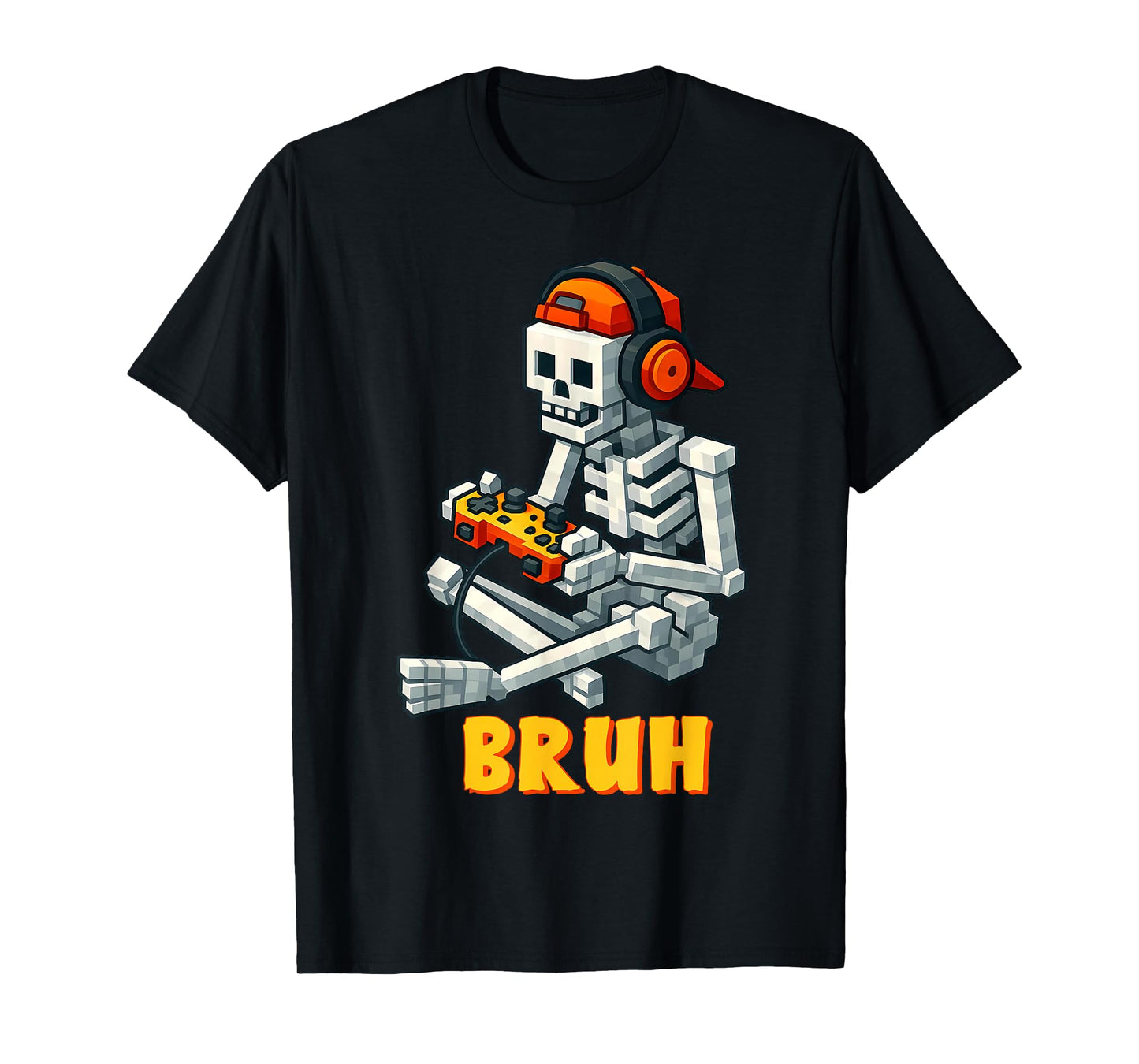Bruh Skeleton Video Game Halloween Gaming Gamer Boys Men T-Shirt