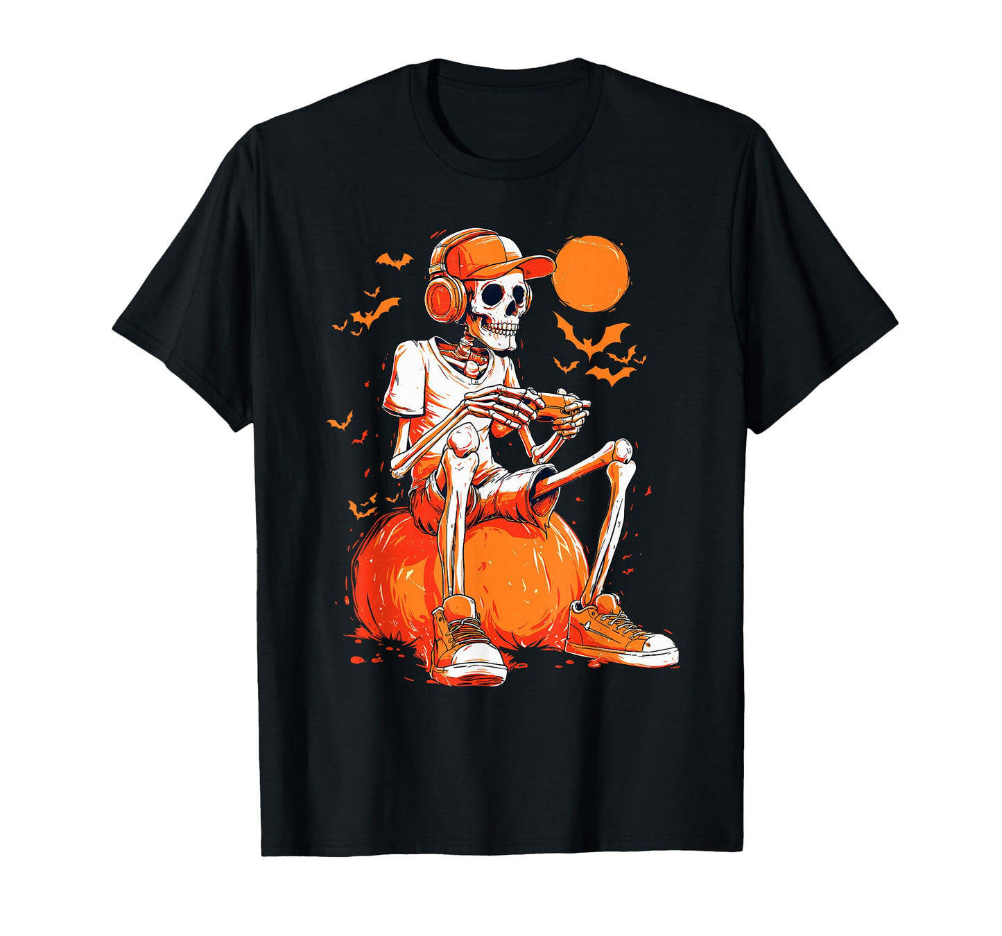 Halloween Skeleton Gamer Video Gaming Boys Men Kids Tees T-Shirt
