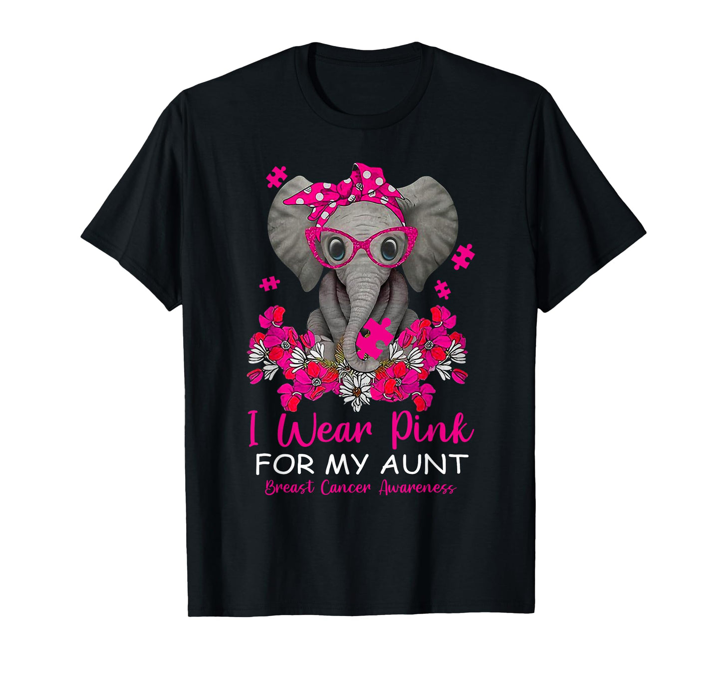 I Wear Pink For My Aunt Elephant Breast Cancer Awareness T-Shirt