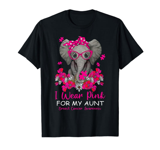 I Wear Pink For My Aunt Elephant Breast Cancer Awareness T-Shirt