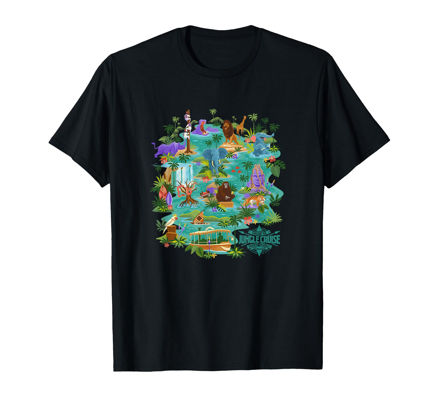 Disney Jungle Cruise Explore The Rivers Of The World Map T-Shirt