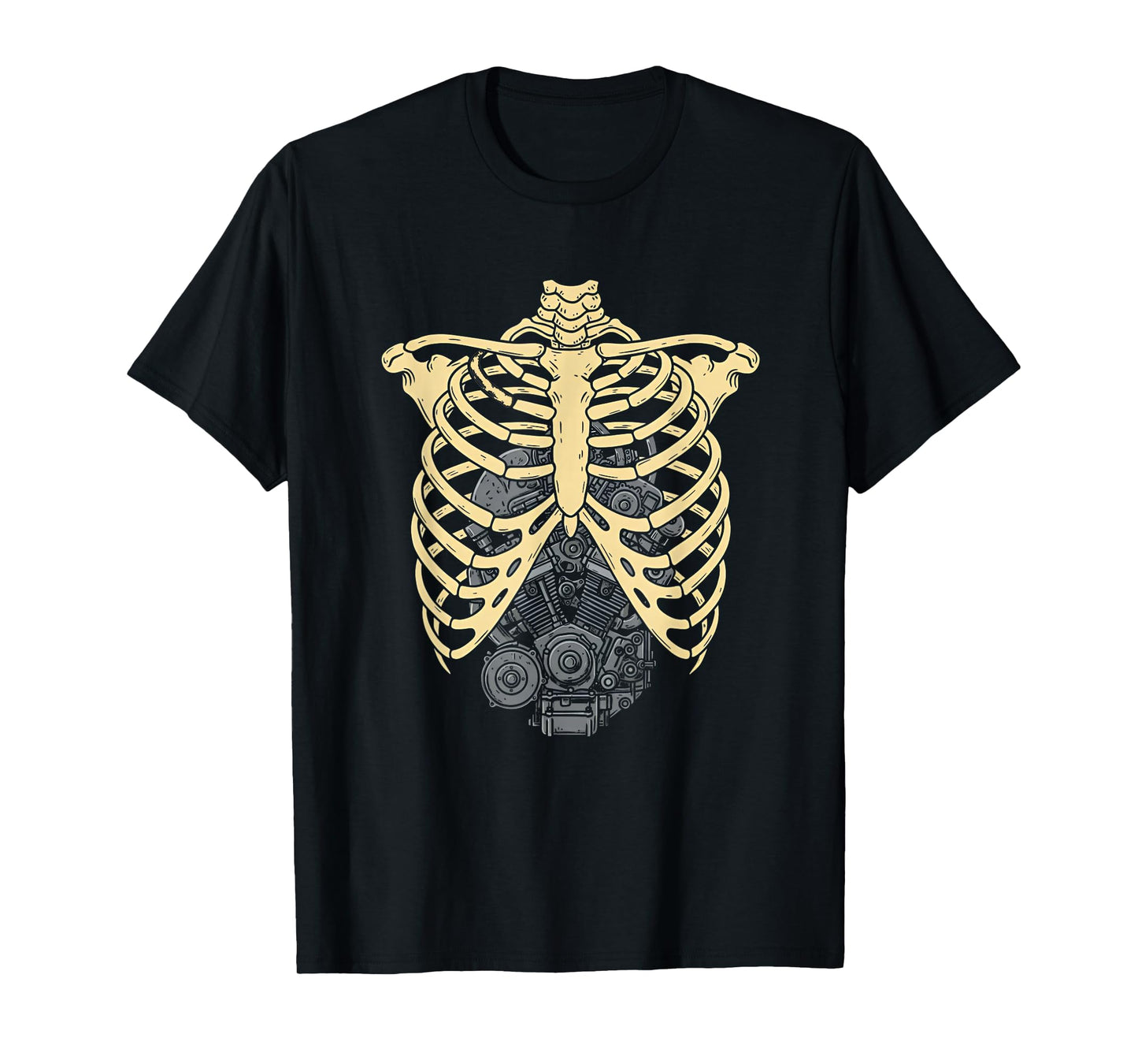 Car Engine Ribs Auto Mechanic Halloween Skeleton Men Dad T-Shirt