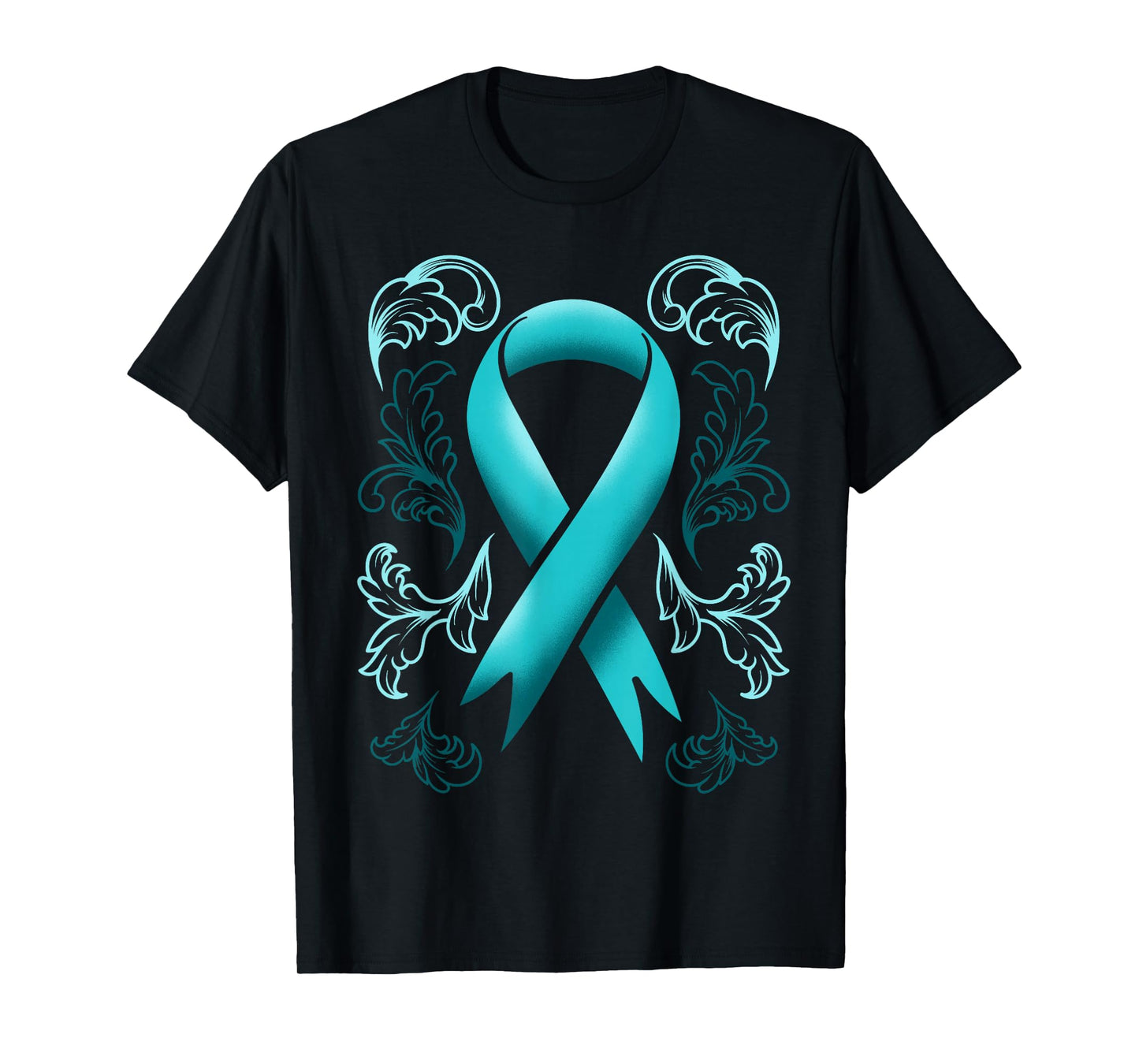 Ovarian Cancer Awareness Ribbon Teal Carcinoma Gynecology T-Shirt