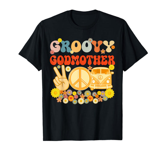 Groovy Godmother Retro Matching Family Baby Shower Mother's T-Shirt