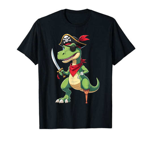 Pirate Dinosaur T Rex Funny Kids Boys Halloween Costume T-Shirt