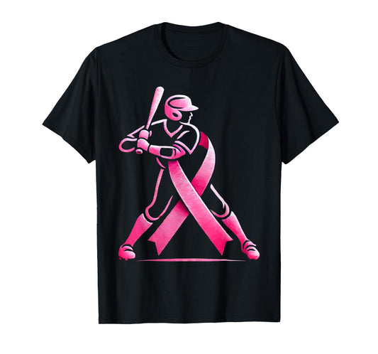 Baseball Breast Cancer Awareness Month Pink Ribbon T-Shirt