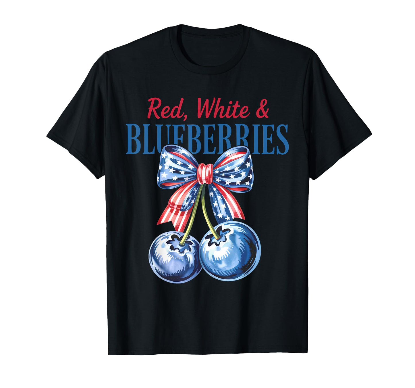 Funny Red White & Blueberries Coquette Bow Patriot T-Shirt