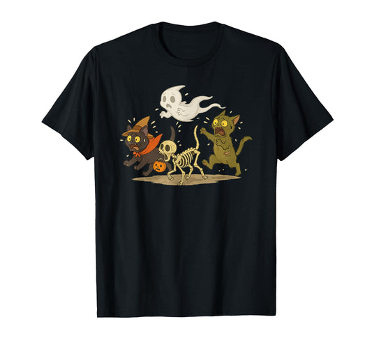 Cute Halloween Cats and Funny Ghost Spooky for Men Women T-Shirt