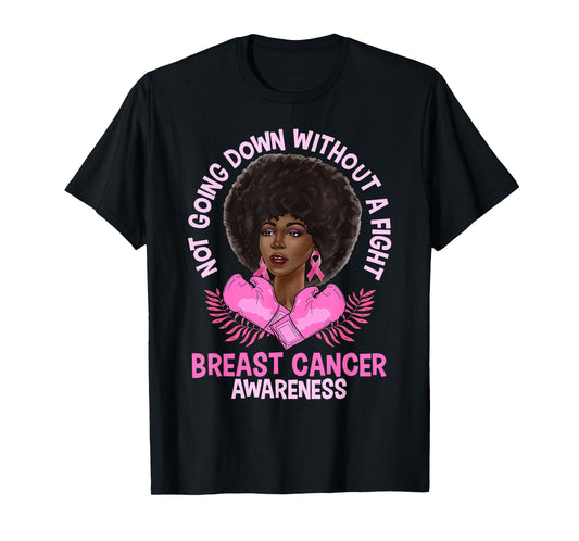 Breast Cancer Awareness Pink African American Afro Women T-Shirt