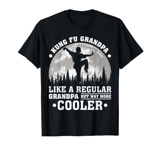 Mens Kung Fu Grandpa Funny Moon Vintage Kung Fu Father's Day T-Shirt