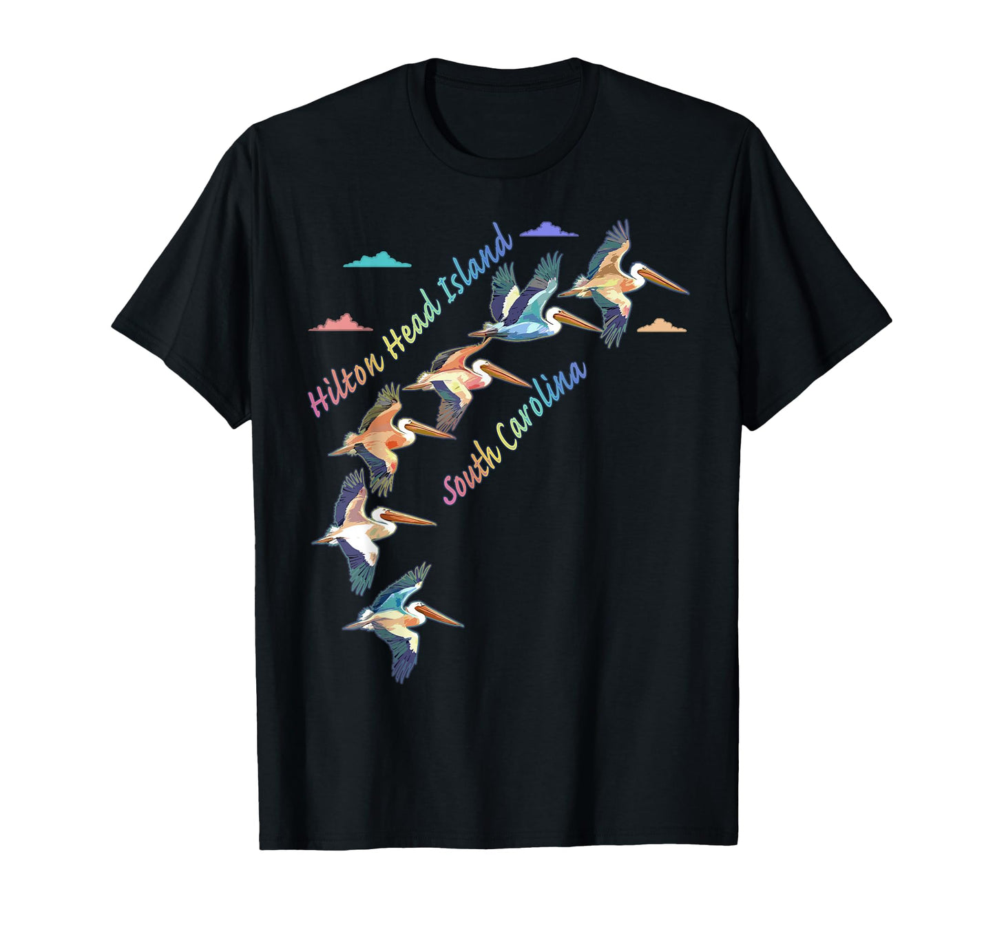 Hilton Head Island South Carolina Colorful Tie-Dye Pelican T-Shirt
