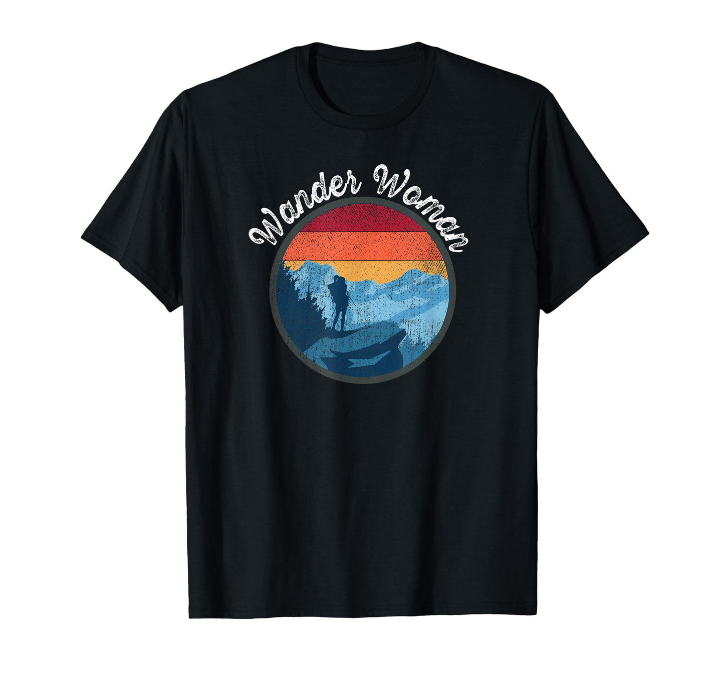 Wander Woman Retro Sunset - Climbing Hiking Outdoor Funny T-Shirt