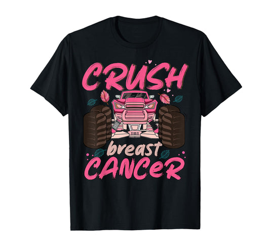 Crush Cancer Monster Truck Breast Cancer Awareness Toddler T-Shirt