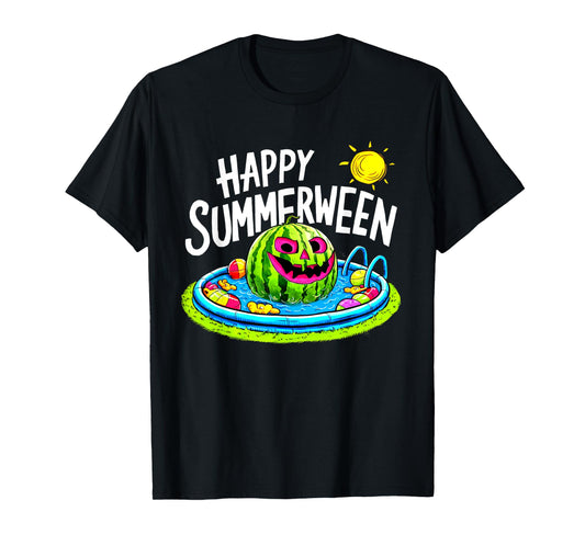 Happy Summerween Summer Watermelon Jack-o-lantern Halloween T-Shirt