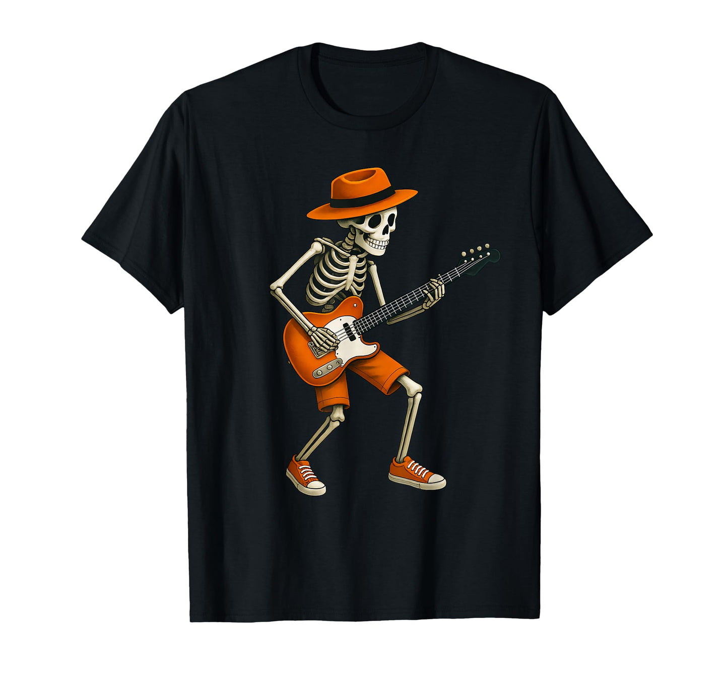 Guitar Skeleton Guitarist Rock Band Halloween Costume Funny T-Shirt