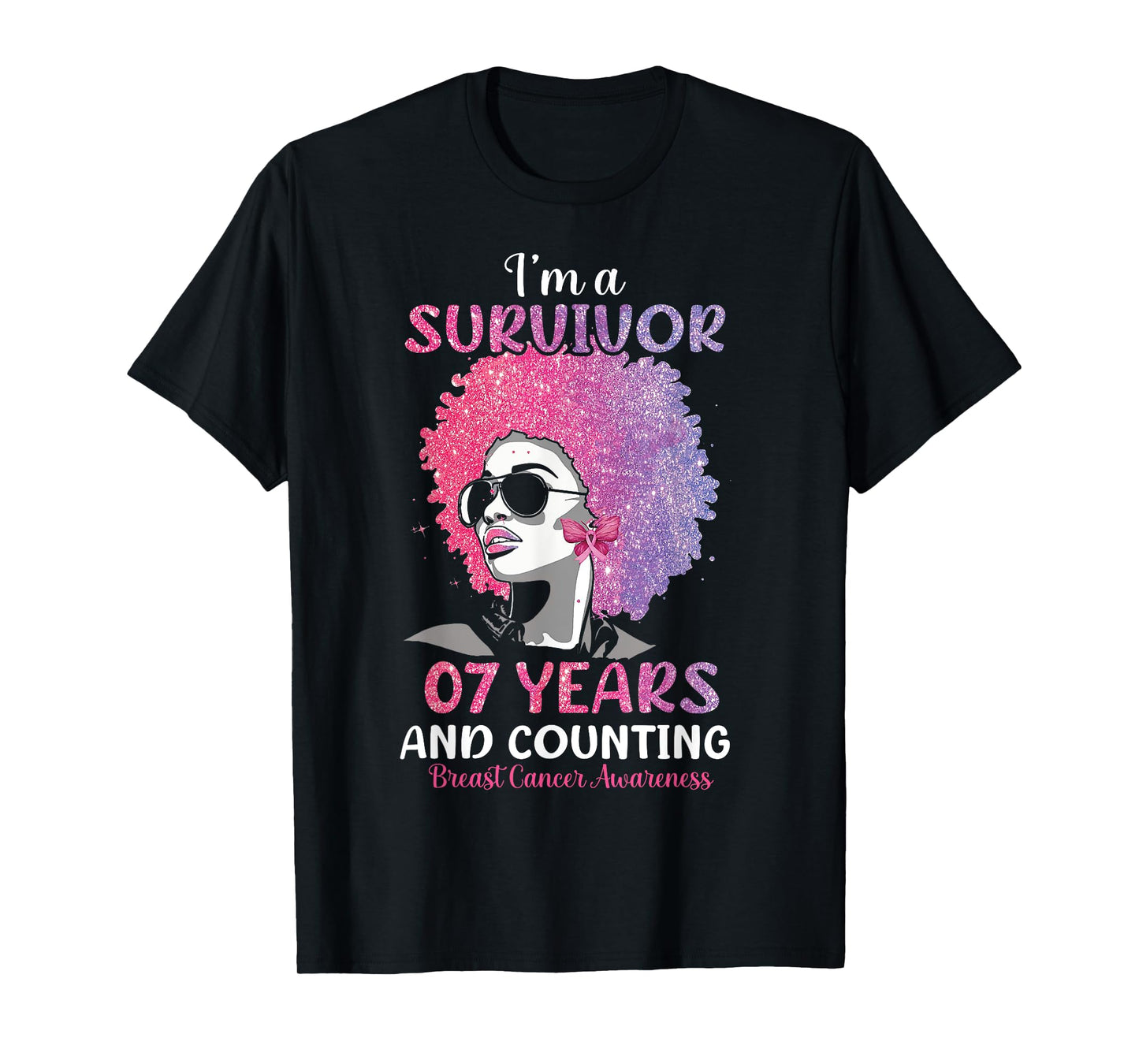 I'm Survivor 7 Years and Counting Breast Cancer Awareness T-Shirt