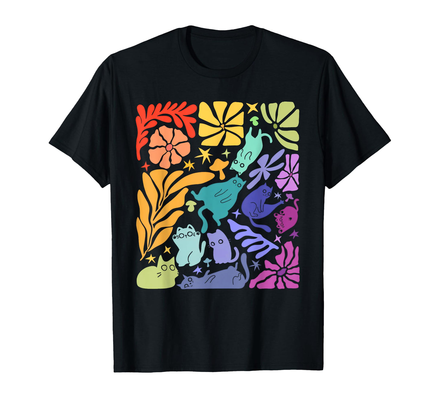 Gay Rainbow Cats In Cats LGBT Boho Pride Month Men Women T-Shirt