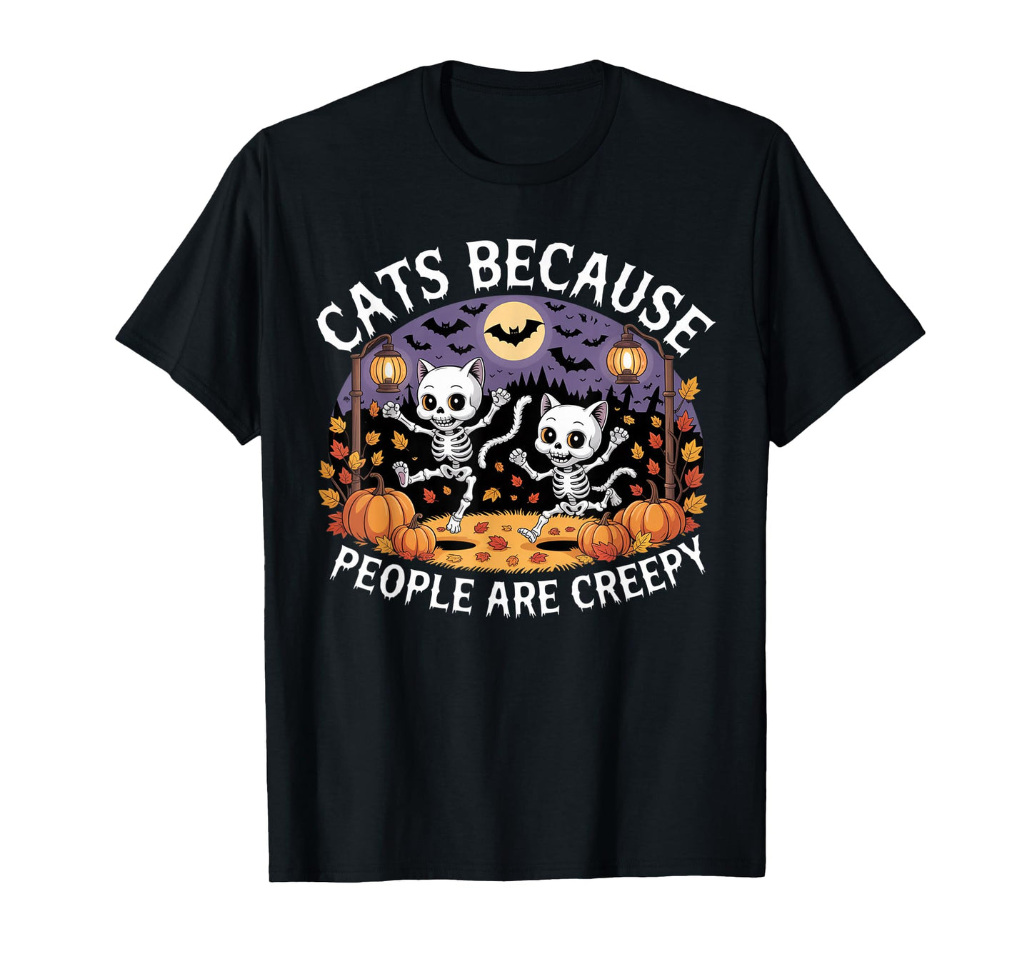 Cats Because People are Creepy Ghost Halloween Cat Mom Kids T-Shirt