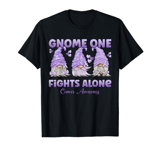 Gnome One Fights Alone Lavender | Fight The Cancer T-Shirt