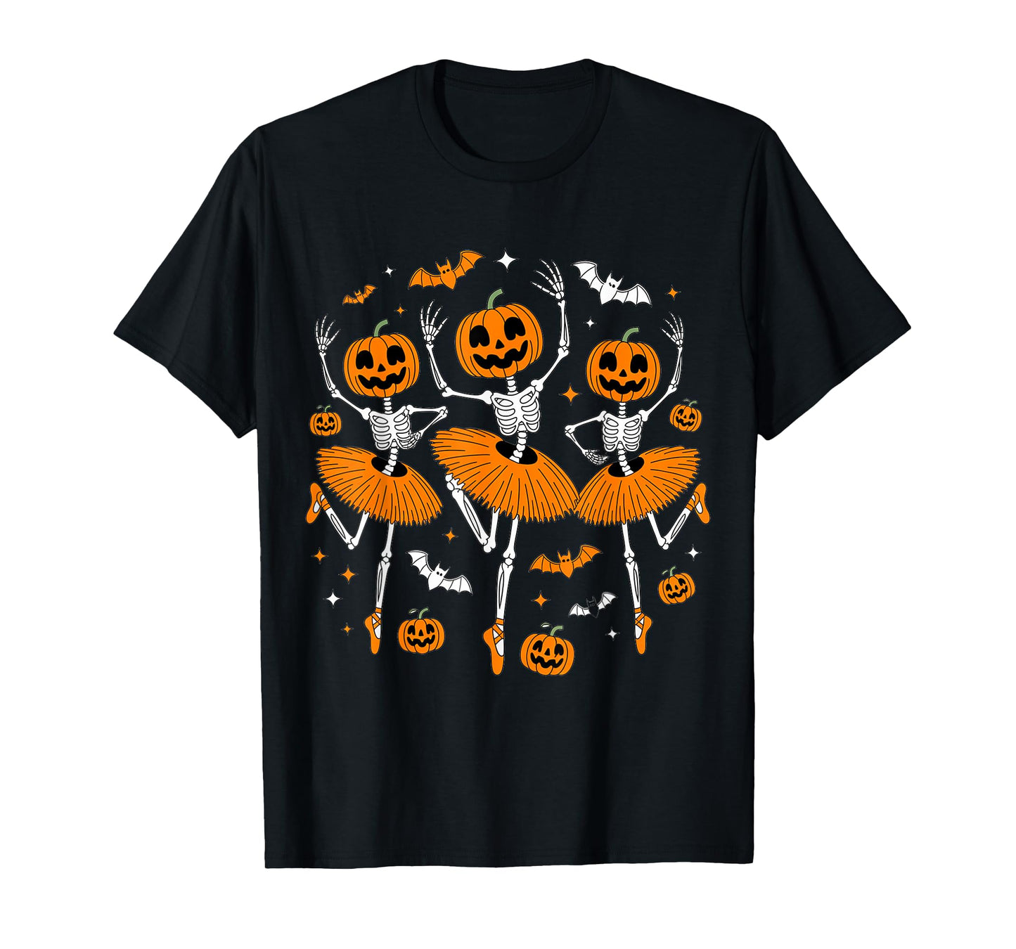 Ballet Pumpkin Skeleton Scary Halloween Men Women Boys Girl T-Shirt