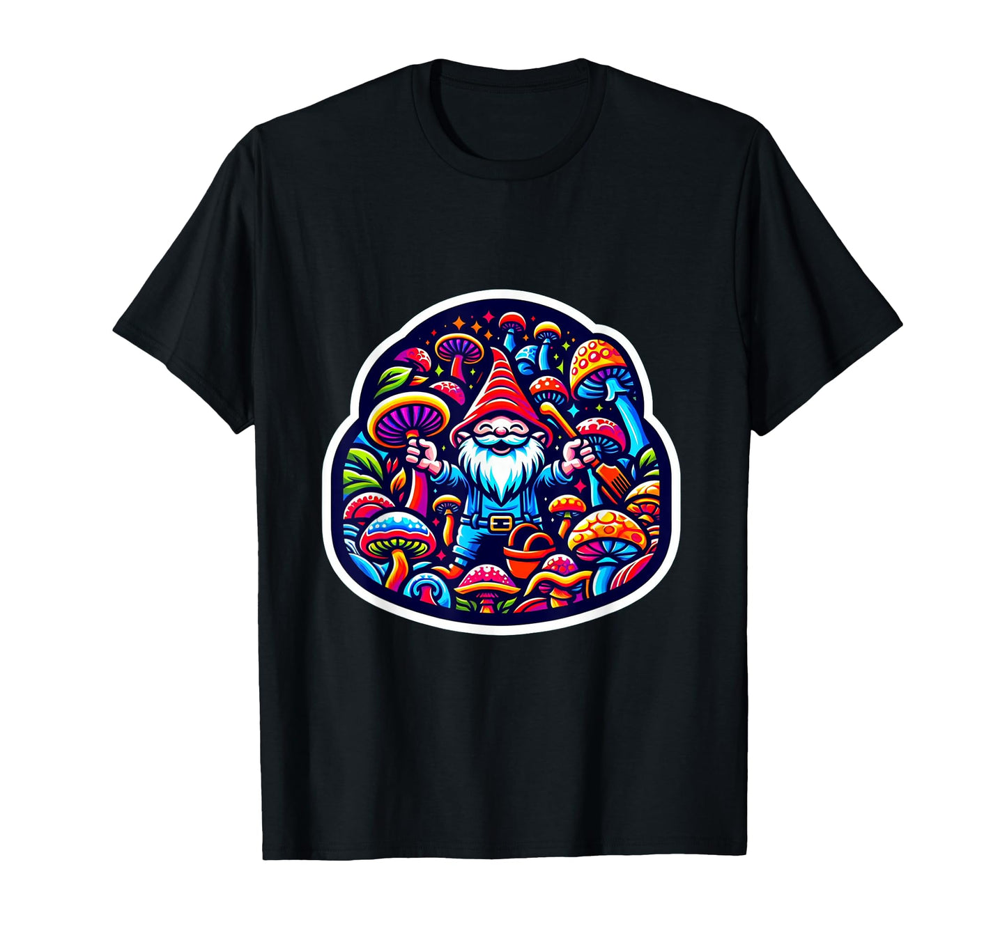 Trippy Gnome Mushroom Garden EDM Festival Rave Essential T-Shirt